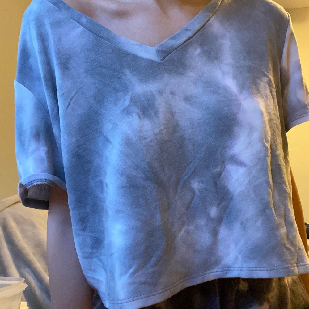 Tie dye off the shoulder crop top